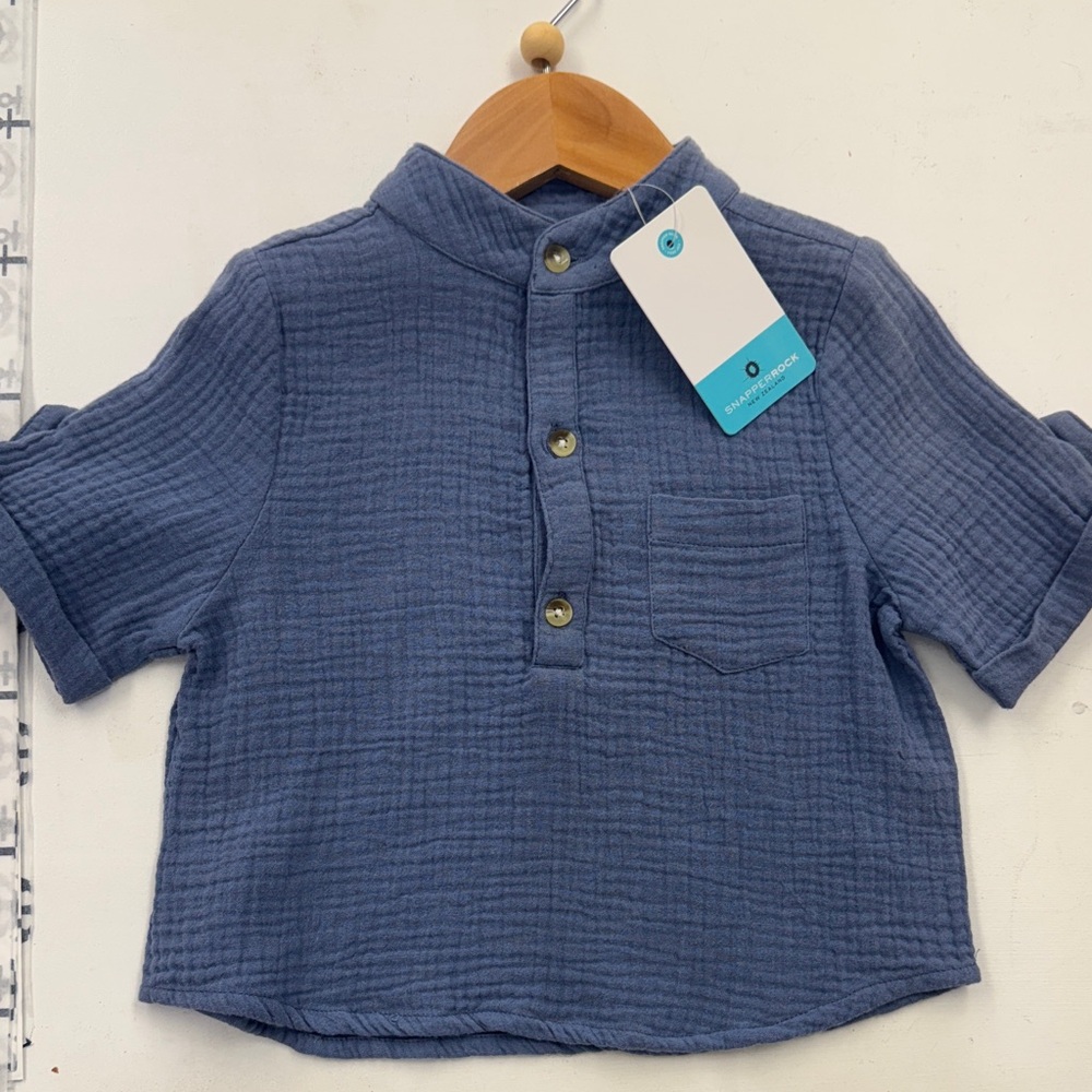 Snapper Rock Textured Blue Button Down Shirt